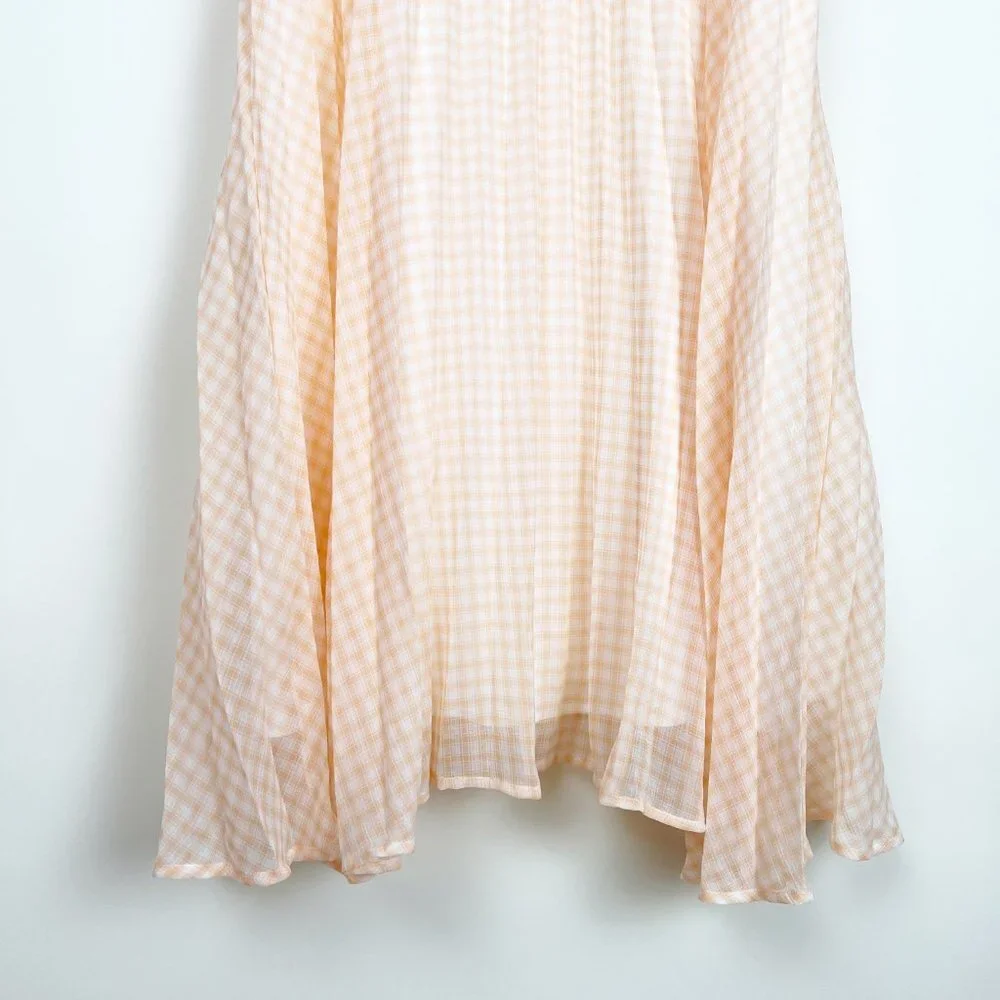 Modcloth Retro Vintage Inspired Midi Dress Plaid Gingham Pleated Cute Summer Sun - Picture 7 of 9